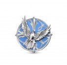Брошь "Райские птички или птички небесные" с ювелирной эмалью из серебра 925 пробы