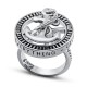 Кольцо с эмалью из серебра 925 пробы цвет металла белый 8.86 гр.
