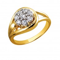 Кольцо с бриллиантом из комбинированного золота 585 пробы цвет металла комби 5.48 гр. фото