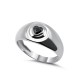 Кольцо с цирконом из серебра 925 пробы цвет металла белый 2.41 гр.
