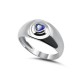 Кольцо с цирконом из серебра 925 пробы цвет металла белый 2.39 гр.