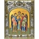 Икона Архангелы Михаил, Гавриил, Рафаил в серебряном окладе