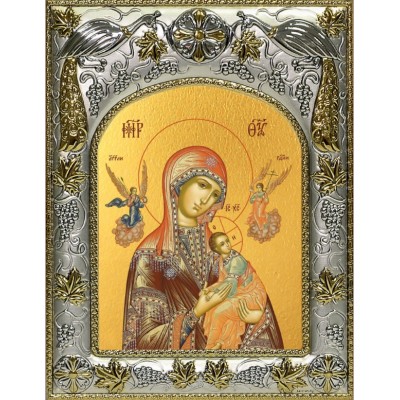 Икона Божией Матери Страстная в серебряном окладе фото