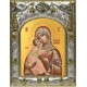 Икона Божией Матери Владимирская в серебряном окладе