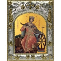 Икона  Екатерина Великомученица в серебряном окладе фото