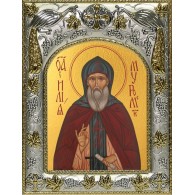 Икона прп. Илия (Илья) Муромец в серебряном окладе  фото