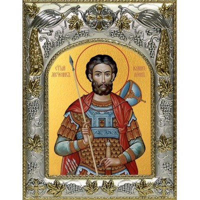 Икона Иоанн Воин в серебряном окладе фото