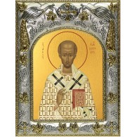 Икона Иоанн Златоуст в серебряном окладе фото