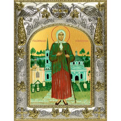 Икона Ксения Петербургская  в серебряном окладе фото