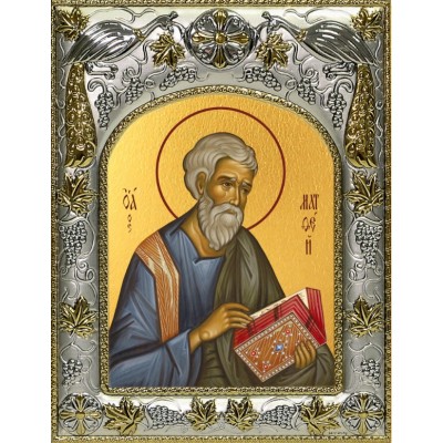 Икона Матфей, Апостол в серебряном окладе фото