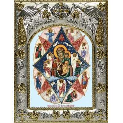 Икона Божией Матери Неопалимая Купина в серебряном окладе фото