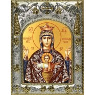 Икона Божией Матери Неупиваемая чаша в серебряном окладе фото