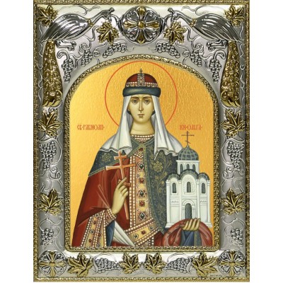 Икона  Ольга равноапостольная великая княгиня в серебряном окладе фото