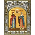 Икона освященная "Петр и Феврония святые благоверные князья", 14x18 см, купить арт.27630