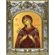 Икона  Божией Матери Семистрельная (Умягчение злых сердец)  в серебряном окладе