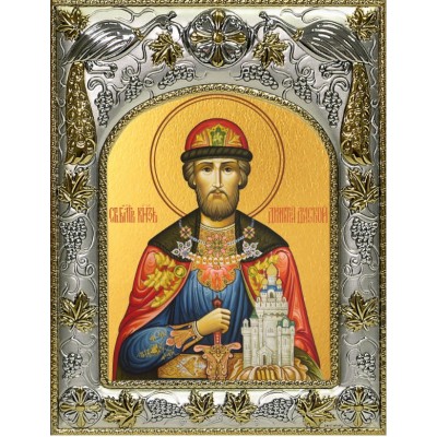 Икона Дмитрий Донской 2 в серебряном окладе фото