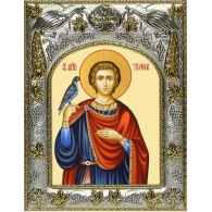 Икона  Трифон святой мученик в серебряном окладе фото