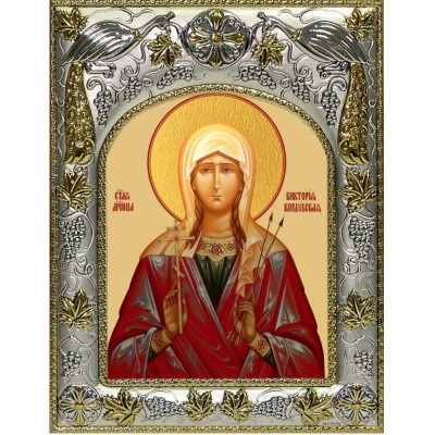 Икона  Виктория Кордубская святая мученица в серебряном окладе фото