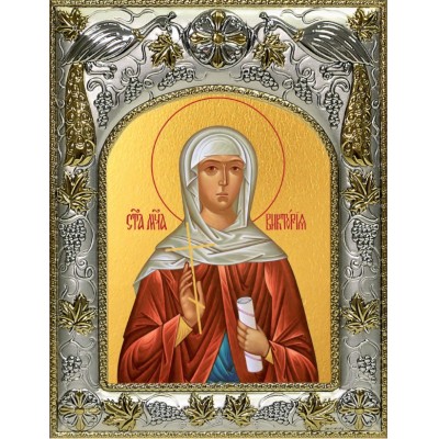 Икона  Виктория святая мученица в серебряном окладе фото