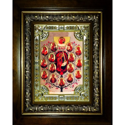 Икона освященная "Древо Пресвятой Богородицы", в киоте 24x30 см фото