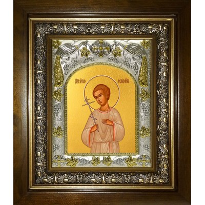 Икона освященная "Феликс Римский", в киоте 20x24 см фото