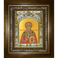 Икона освященная "Никита исповедник, архиепископ Аполлониадский", в киоте 20x24 см фото
