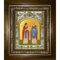 Икона освященная "Спиридон и Никодим, преподобные, просфорники Печерские", в киоте 20x24 см фото