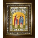 Икона освященная "Спиридон и Никодим, преподобные, просфорники Печерские", в киоте 20x24 см