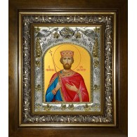 Икона освященная "Константин равноапостольный царь",в киоте 20x24 см фото