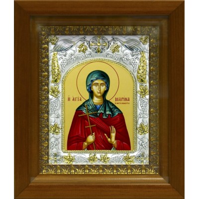 Икона освященная "Марина Антиохийская великомученица", в киоте 20x24 см фото