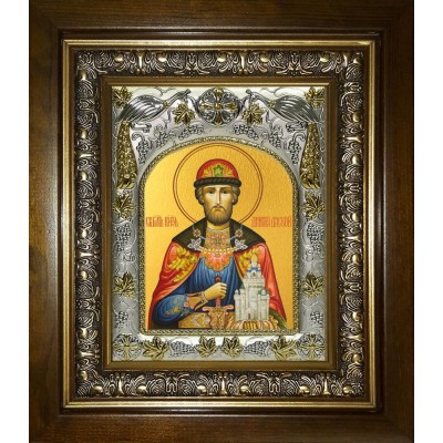 Икона освященная "Димитрий (Дмитрий) Донской благоверный князь", в киоте 20x24 см фото