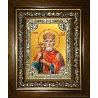 Икона освященная "Владимир равноапостольный, Великий князь", в киоте 24x30 см фото