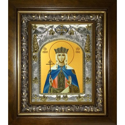 Икона освященная "Елена равноапостольная царица",в киоте 20x24 см фото