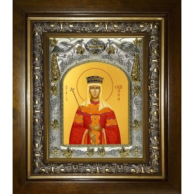 Икона освященная "Елена Сербская благоверная царица",в киоте 20x24 см фото