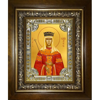 Икона освященная "Елена Сербская благоверная царица",в киоте 24x30 см фото