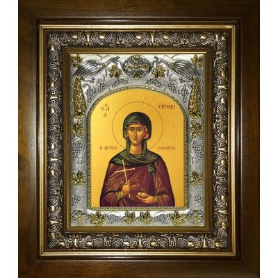 Икона освященная "Ирина  Каппадокийская (Хрисоволанта),преподобная", в киоте 20x24 см фото
