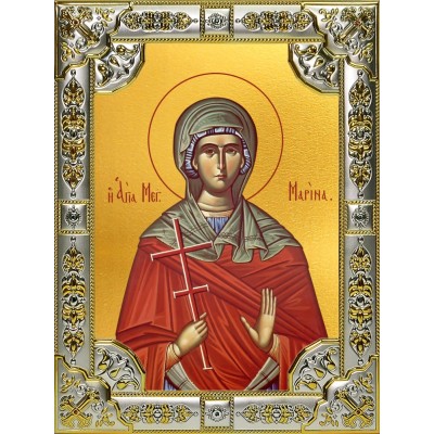 Икона освященная "Марина великомученица", 18x24 см, со стразами фото