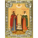 Икона освященная "Петр и Феврония святые благоверные князья", 18x24 см со стразами