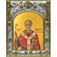 Икона освященная "Амвросий Медиоланский святитель", 14x18 см фото