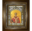 Икона освященная "Амвросий Медиоланский святитель", в киоте 20x24 см