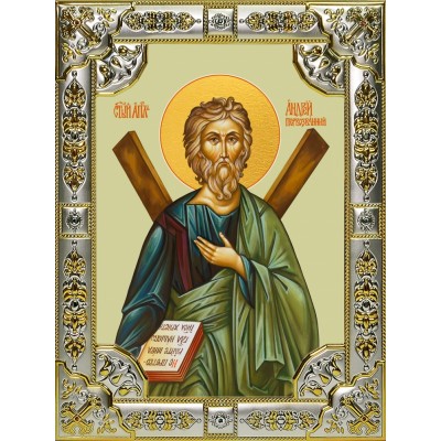 Икона освященная "Андрей Первозванный, апостол", 18x24 см со стразами фото