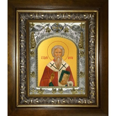 Икона освященная "Антипа Пергамский, епископ, священномученик", в киоте 20x24 см фото