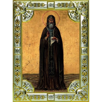 Икона освященная "Антоний Великий преподобный", 18x24 см, со стразами фото