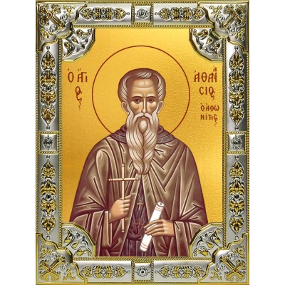 Икона освященная "Афанасий Афонский преподобный", 18x24 см, со стразами фото