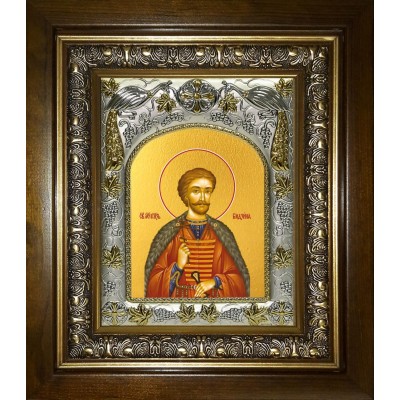 Икона освященная "Бидзина мученик, князь Ксанский", в киоте 20x24 см фото