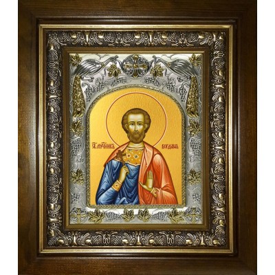 Икона освященная "Богдан (Феодот) Адрианопольский мученик", в киоте 20x24 см фото