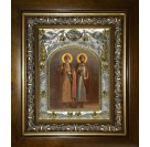 Икона освященная "Борис и Глеб благоверные князья-страстотерпцы", в киоте 20x24 см