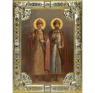 Икона освященная "Борис и Глеб благоверные князья-страстотерпцы", 18x24 см со стразами