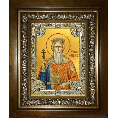Икона освященная "Владимир равноапостольный, Великий князь", в киоте 24x30 см фото