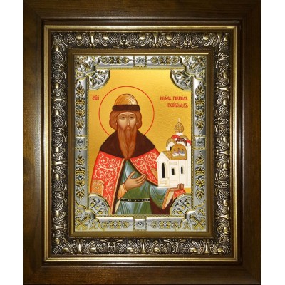 Икона освященная "Всеволод Псковский во святом крещении Гавриил, благоверный князь", в киоте 24x30 см фото